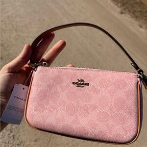 Coach Nolita 19 In Signature Canvas Gold/Powder Pink CDW31 NWT